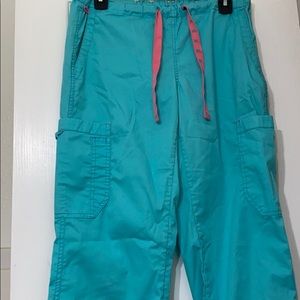 Med couture ez flex small blue scrub pants